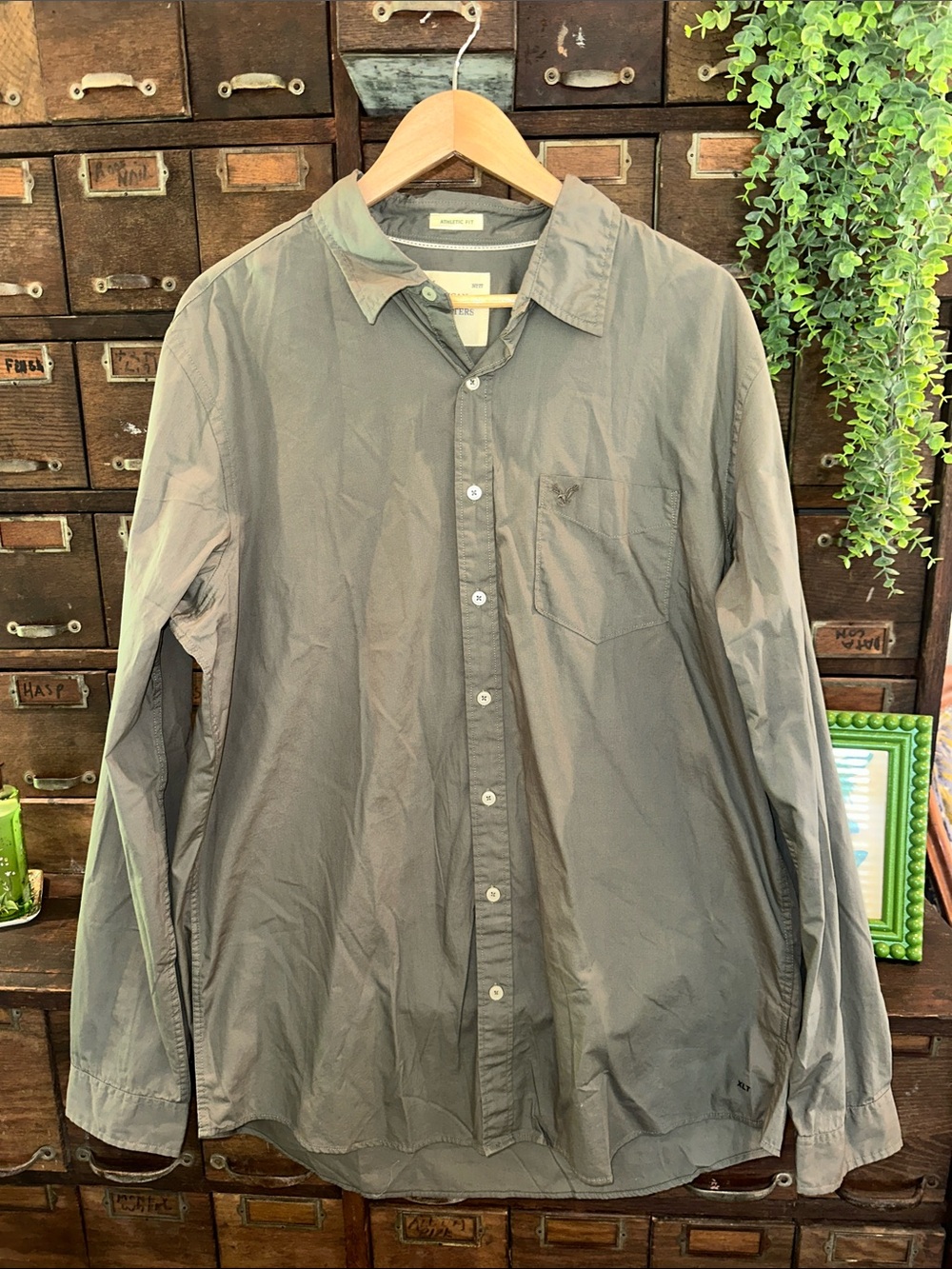American Eagle Outfitters Green Button Down Shirt